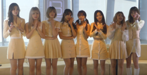 From left to right: Uchae, Lu, Sunshine, Saebom, Sohee, Chaebin, Haru, Loha