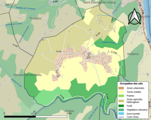 Carte en couleurs présentant l'occupation des sols.