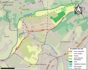 Carte en couleurs présentant l'occupation des sols.