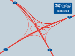 Übersichtskarte Autobahnkreuz Biebelried