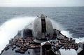 Spent shells from HMS Cardiff's Mod 0 gun during the Falklands War. The top of her worn Sea Dart launcher can also be seen in the bottom right corner.