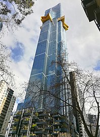 A ground-level view of Australia 108, completed in September 2020