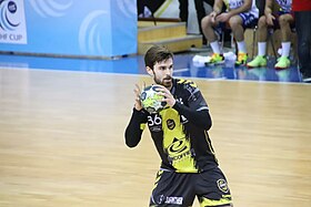 Baptiste Malfondet lors d'un match de Coupe EHF en 2018.