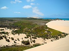 A wide shot of mouth of Bazaruto Island, showing the eastern coast