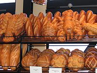 A rack of bread in the flagship bakery in Fisherman's Wharf, San Francisco