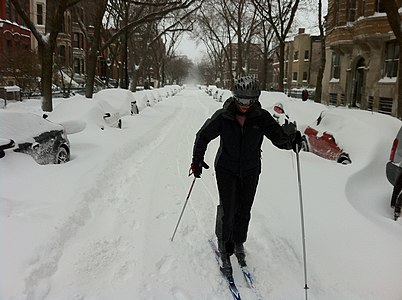 Skiing on Belden Ave. in Chicago.