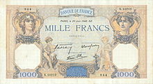 1000 francs Cérès et Mercure, Face recto