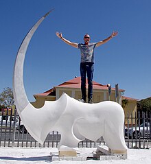 Rhinocéros, Marbre, 2017, Gé Pellini, Windhoek, Namibie