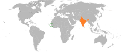 Map indicating locations of The Gambia and India