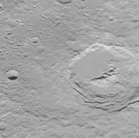 Oblique view of Giambologna crater