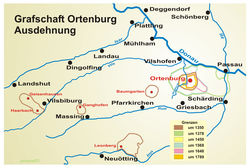 Ortenburg territories from 1350 until 1789