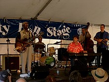 Bassett and his band performing at the Great Lakes Folk Festival, 2006
