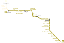 A map showing the route and stations of Line 12