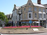 The clock on the roundabout in the town centre