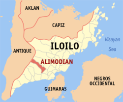 Map of Iloilo with Alimodian highlighted