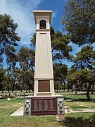 Phoenix Volunteer Firefighters Monument built in 1910 and located on the grounds of the Greenwood/Memory Lawn Mortuary & Cemetery.
