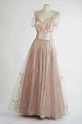 Pink Ice gown with Carrickmacross appliqué lace.