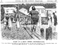 Cartoon by George du Maurier in Punch, 1877, showing men's and children's bathing suits