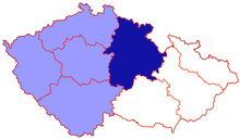 Dark blue: Diocese of Hradec Králové Light blue: Ecclesiastical Province of Prague