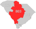 SC area code 803 (and 839) map