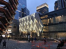 Nighttime view of The Shed, Hudson Yards