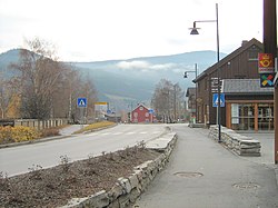 View of the village, looking down the main street