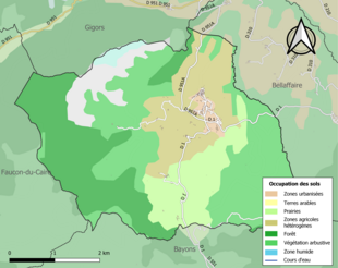 Carte en couleurs présentant l'occupation des sols.