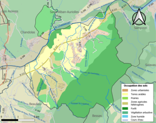 Carte en couleurs présentant l'occupation des sols.