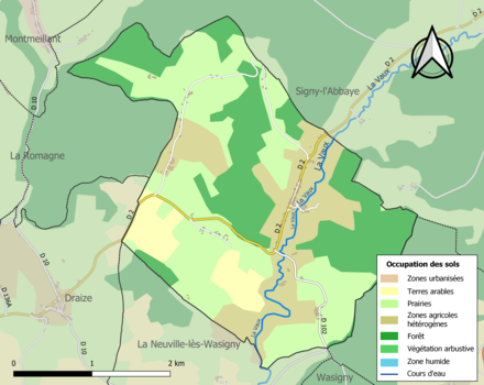 Carte en couleurs présentant l'occupation des sols.