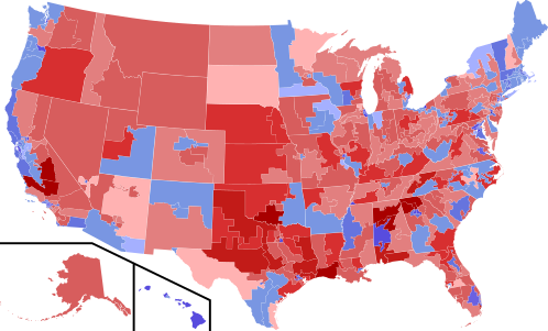 Results shaded according to winning candidates share of vote