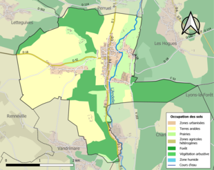 Carte en couleurs présentant l'occupation des sols.