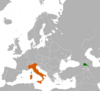 Location map for Armenia and Italy.