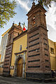 Baroque brick Parish of San Sebastián Mártir, Xoco in Mexico City, was completed in 1663[55]