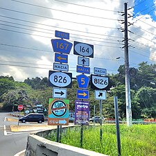 PR-167 south at PR-148 and PR-164 intersection in Barrio Nuevo