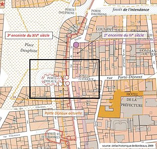 Succession des trois portes aux IVe, XIVe et XVIIIe siècles