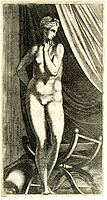 Femme nue debout, peut-être Vénus, d'après Primaticcio, hauteur 280 mm (rogné).