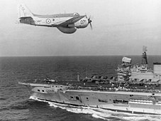 Gannet AEW.3 overflies HMS Eagle, early 1970s