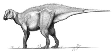 Ilustración de Gryposaurus notabilis por John Conway.