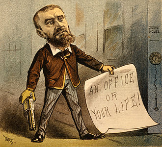 Cartoon of Charles J. Guiteau, by James Albert Wales (edited by Jujutacular)