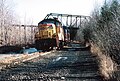 Westbound at the KKRR overgrade crossing east of Kane, PA. November 26, 1984. Ron Stafford Photo.