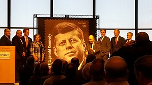 The dedication of a new forever stamp to honor what would be President John F. Kennedy's 100th birthday.