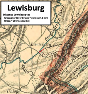 county map of West Virginia showing Lewisburg on southeast side