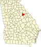 State map highlighting Taliaferro County