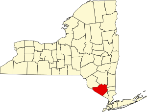 Map of New York highlighting Orange County