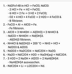 Möglicher Syntheseweg, um Neodym aus Neodym-Eisen-Bor-Magnete darzustellen/zu isolieren …