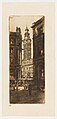 Post Office Tower from Wynyard Street, 1916: etching by Sydney Ure Smith