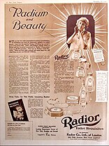 Radior cosmetics containing radium, 1918