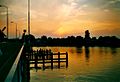 Sunset on the river Zaan in Zaanstad