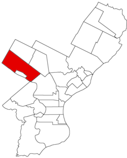 Map of Philadelphia County, Pennsylvania highlighting Roxborough Township prior to the Act of Consolidation, 1854
