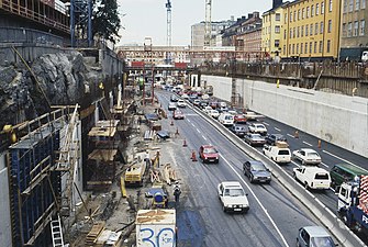 Överdäckningen av Södergatan, 1980-talet.